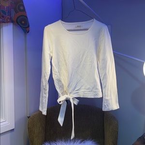 Cream made well long sleeve with tie